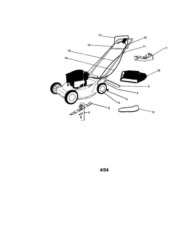 Mower Assembly Diagram and Parts List for 370  MTD Lawn Mower