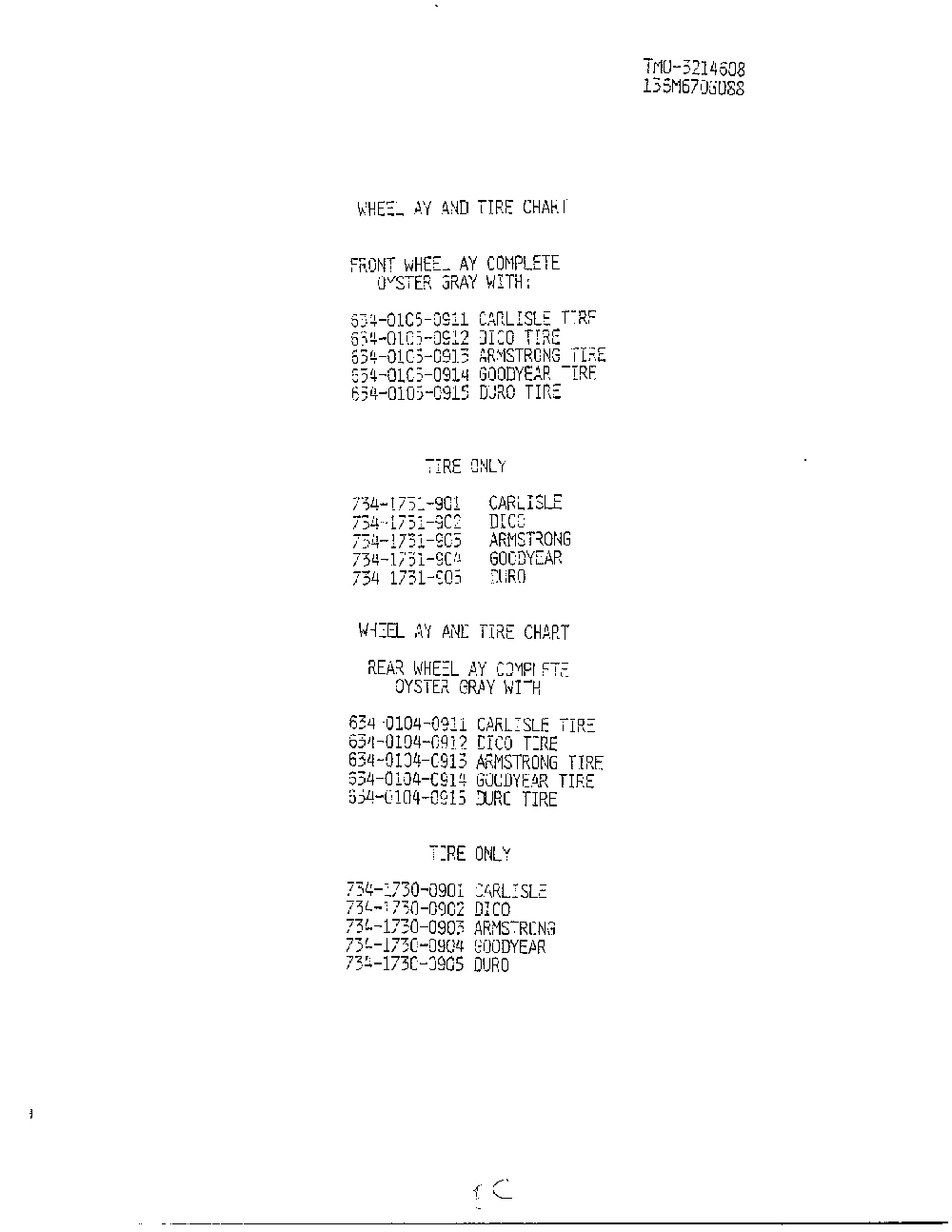 Wheel ay and tire chart Diagram and Parts List for 3214608  MTD Lawn Tractor