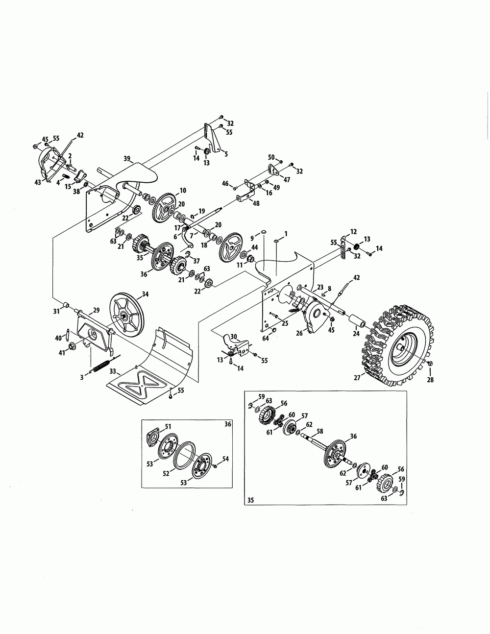 Drive shaft/wheel Diagram and Parts List for 31AH5DTH799  MTD Snow Blower
