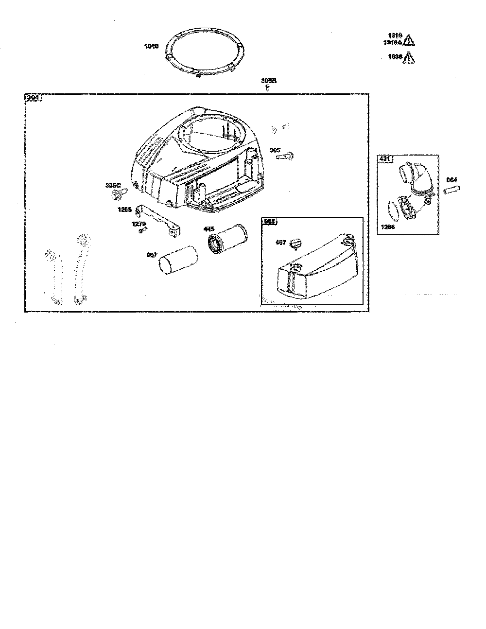 Blower housing/air cleaner Diagram and Parts List for 13AL77XT099  MTD Lawn Tractor