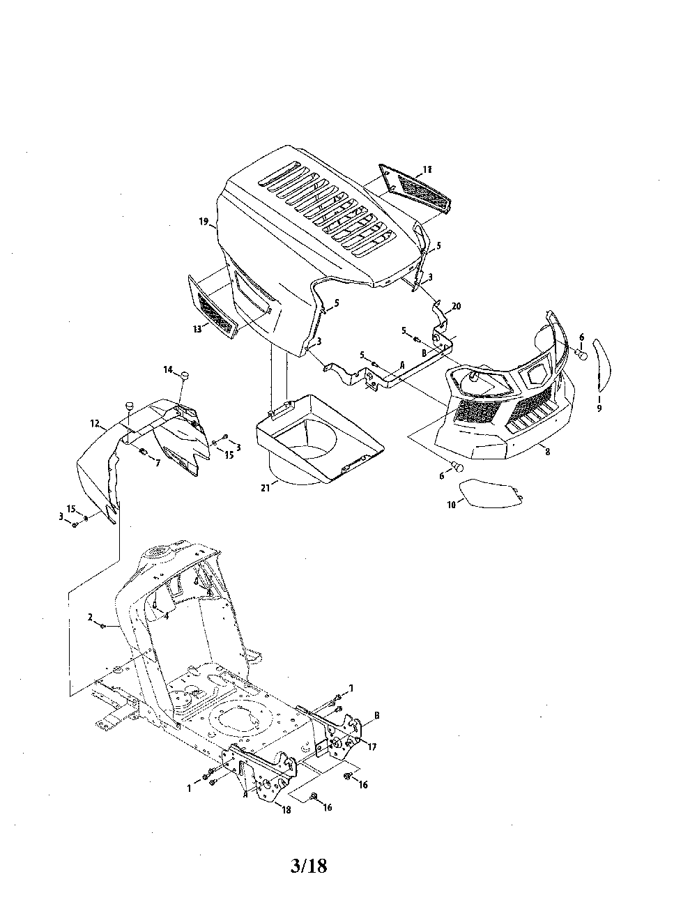 Hood/plenum Diagram and Parts List for 13A878XS099  MTD Lawn Tractor