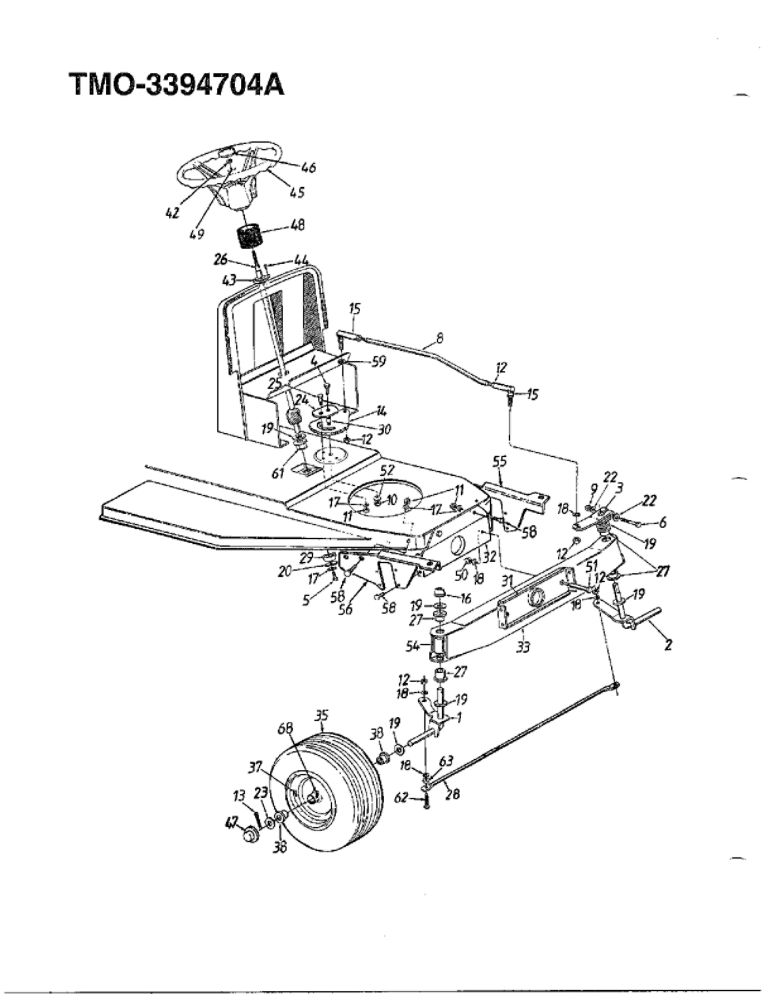12hp 36-Inch Lawn Tractor 1 Diagram and Parts List for 3394704A  MTD Lawn Tractor