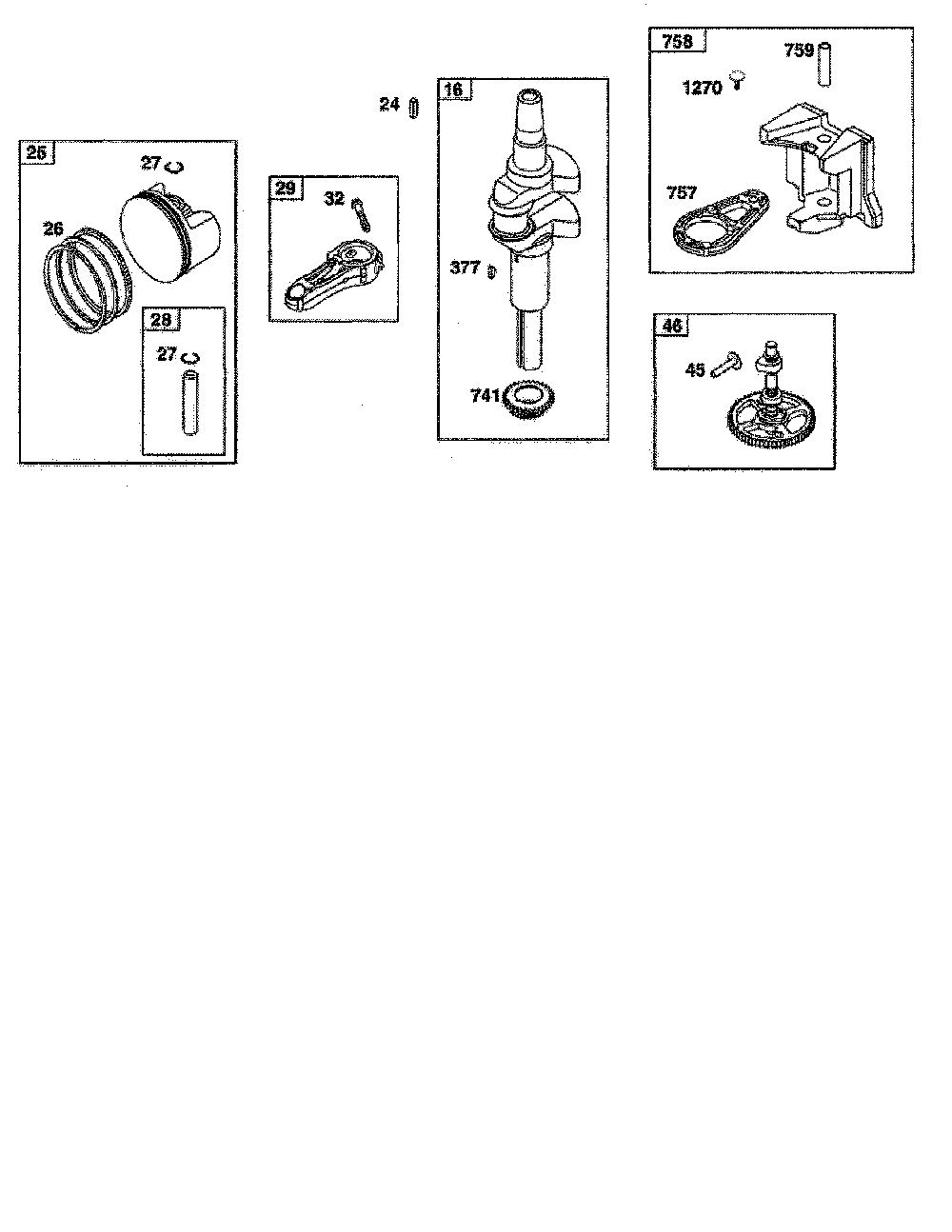 Crankshaft Diagram and Parts List for 13AL77XT099  MTD Lawn Tractor