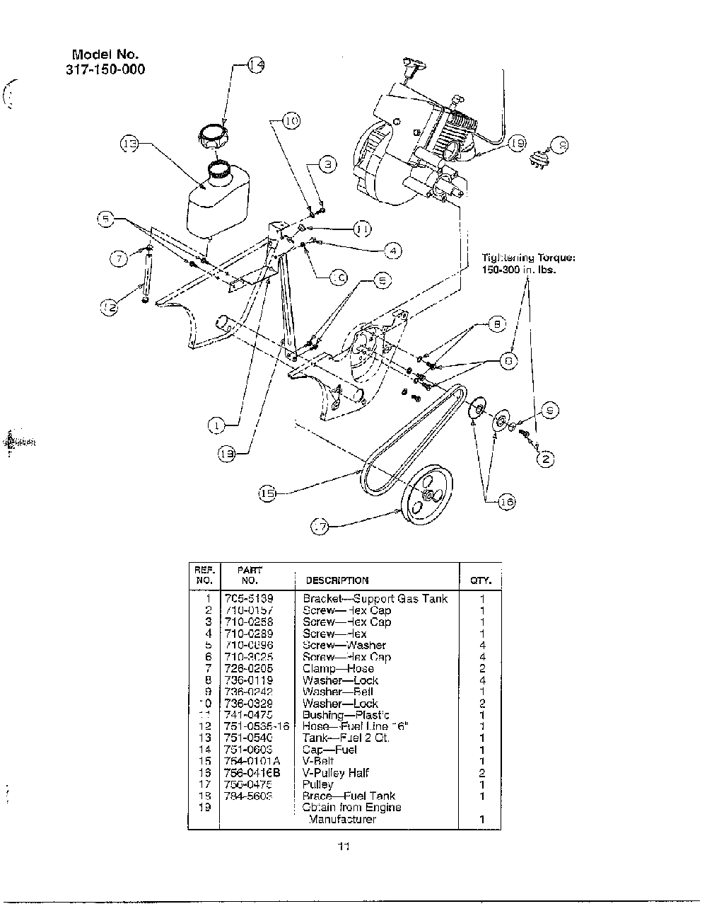 Index page 11 Diagram and Parts List for 317-140-000  MTD Snow Blower