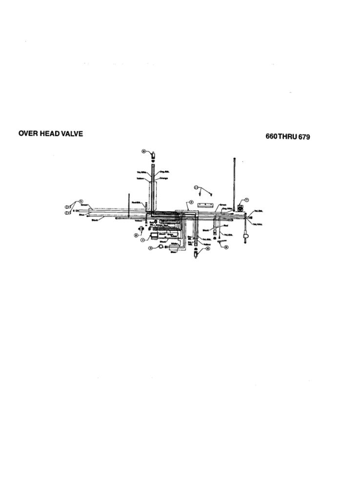 Over Head Valve Wiring Diagram and Parts List for 679  MTD Lawn Tractor