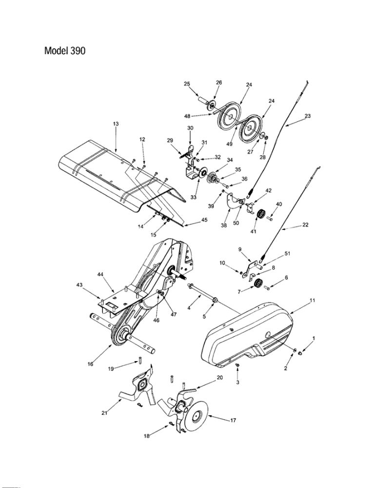 Tine Shield/Engine Plate/Belt 2 Diagram and Parts List for 340  MTD Tiller