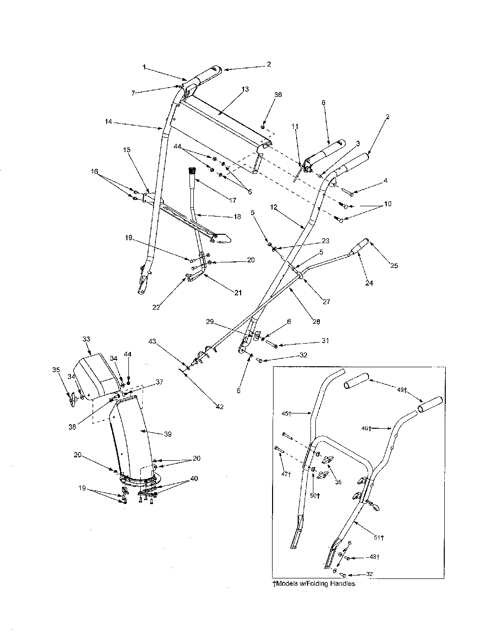 Handles/chute Diagram and Parts List for 31AS611E352  MTD Snow Blower