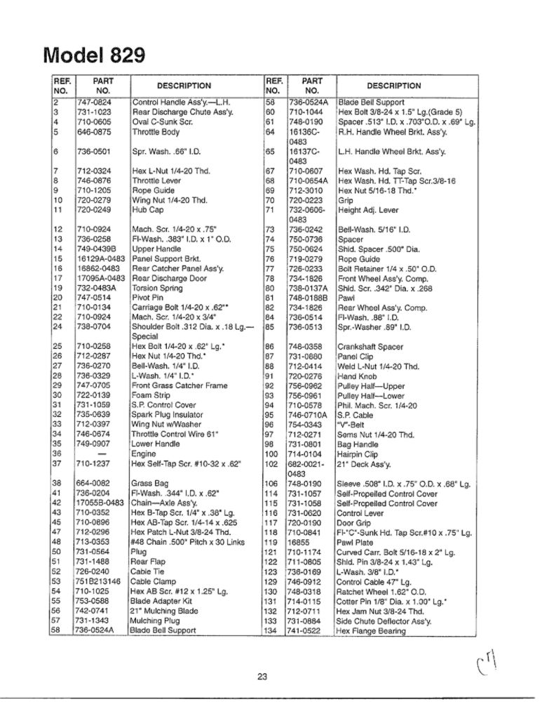 Lawn Mower 2 Diagram and Parts List for SKU3748608  MTD Lawn Mower