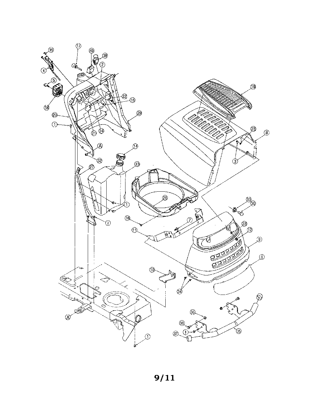Bumper & hood Diagram and Parts List for 13AP625K730  MTD Lawn Tractor