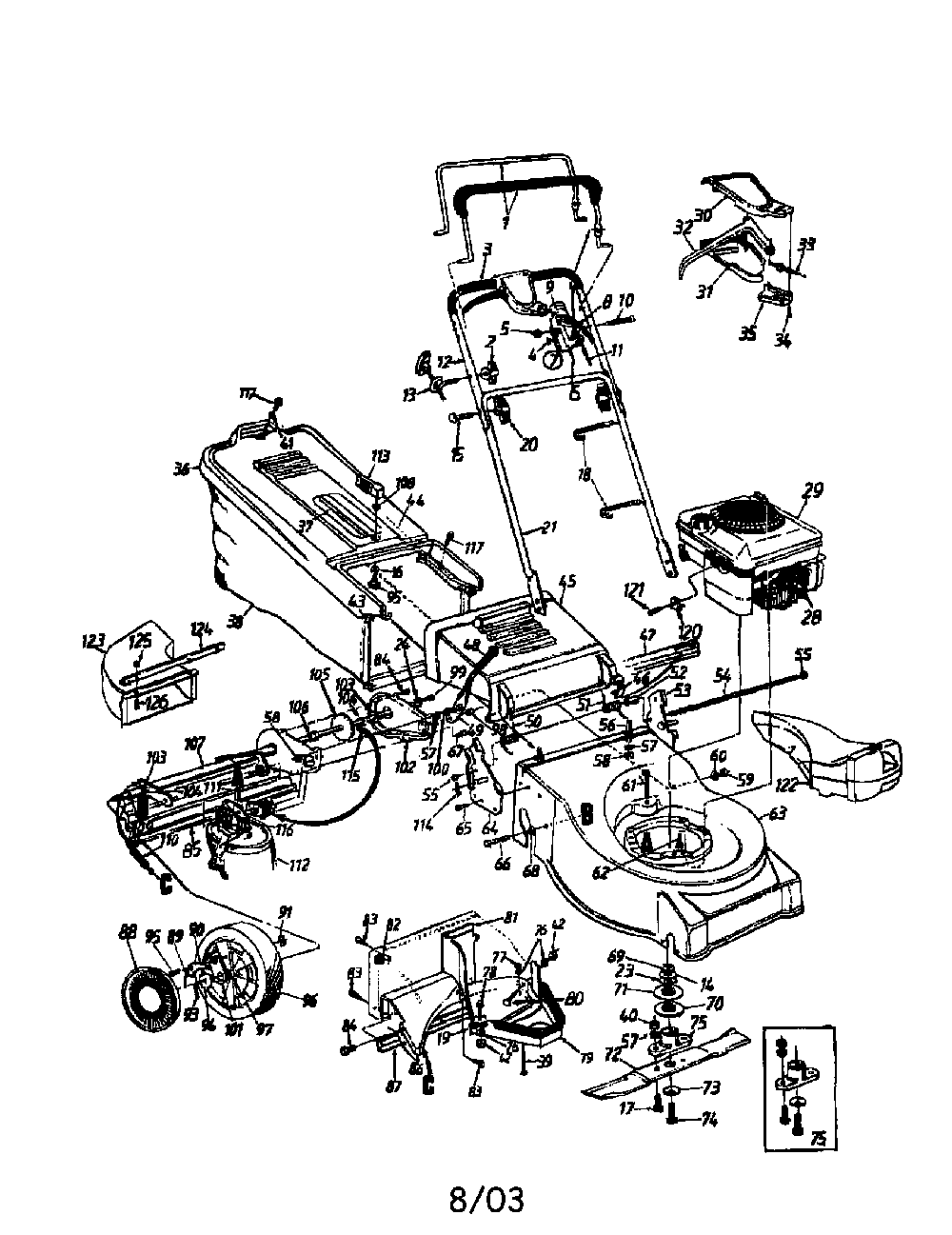 Rotary lawn mower Diagram and Parts List for TMO-374-0006  MTD Lawn Mower