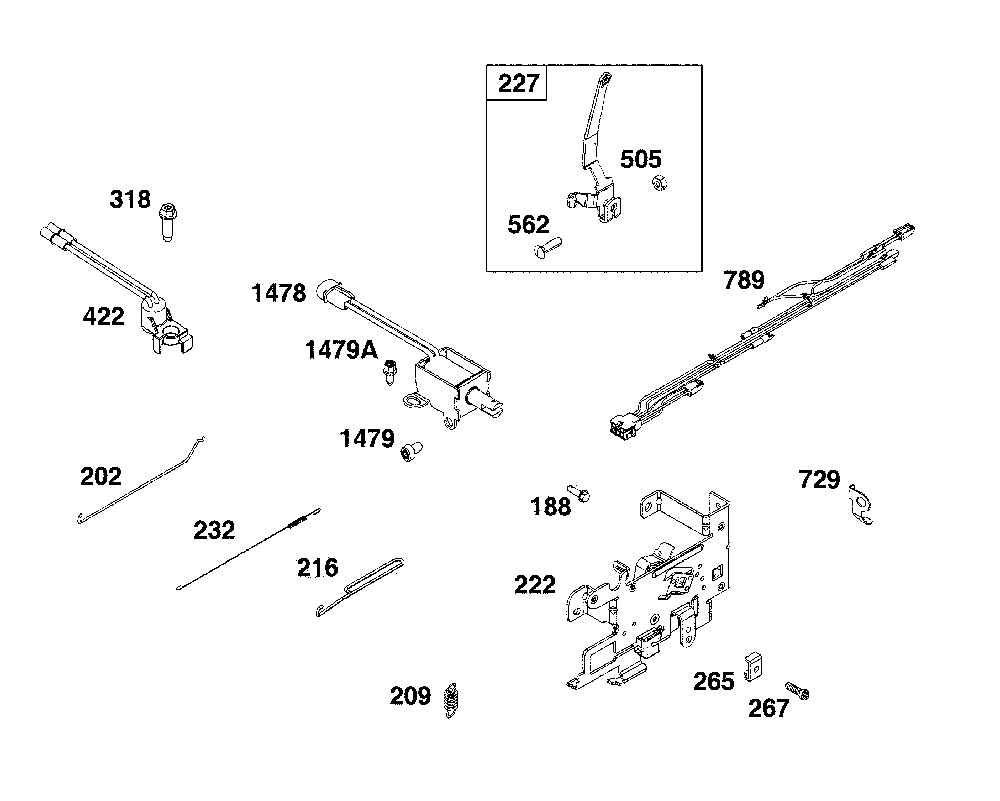 Controls Diagram and Parts List for 13AL79XT093  MTD Lawn Tractor