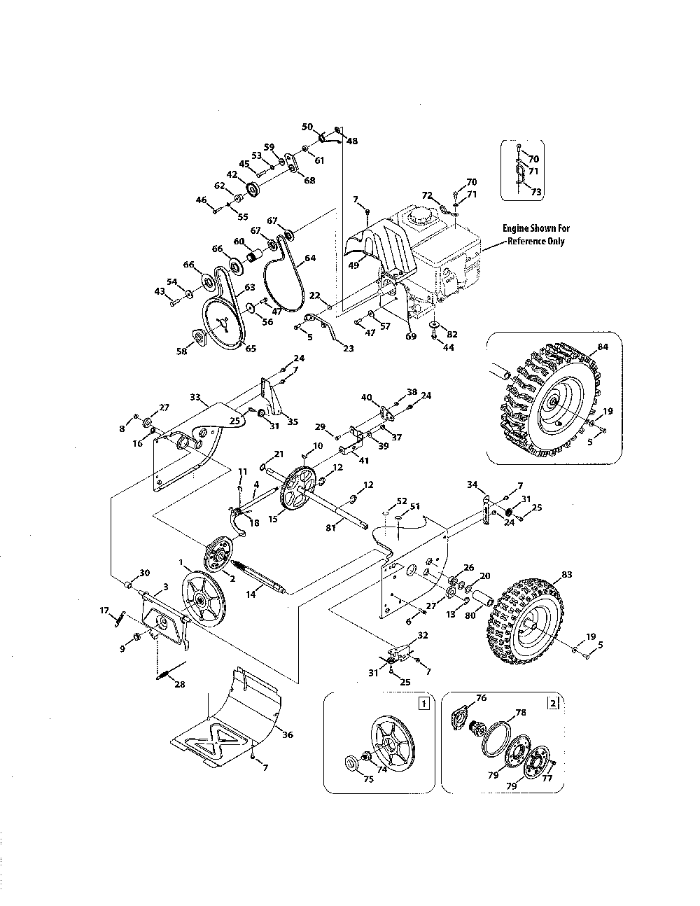 Drive system Diagram and Parts List for 31AH64FG731  MTD Snow Blower