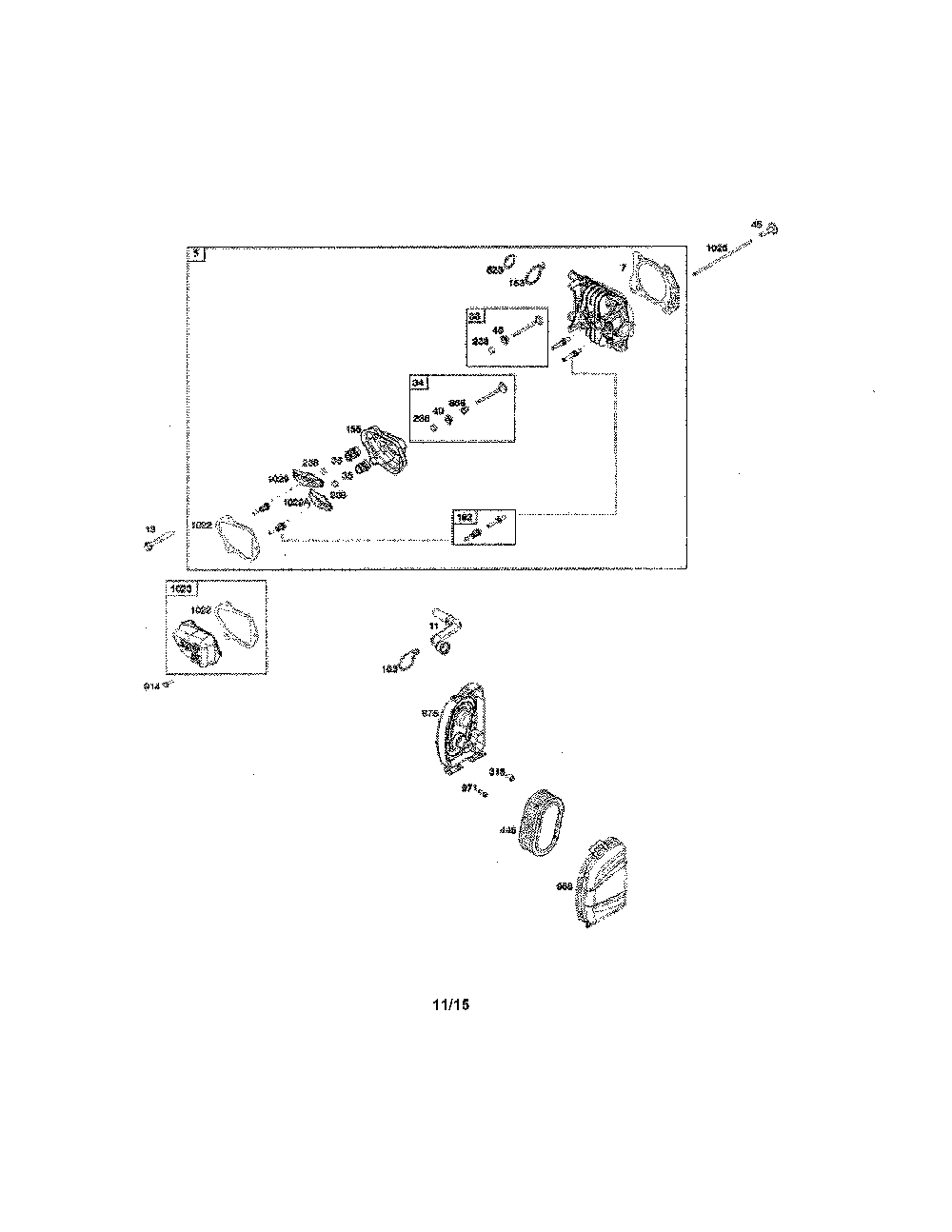 Cylinder head/air cleaner Diagram and Parts List for 11B-B28S799  MTD Lawn Mower