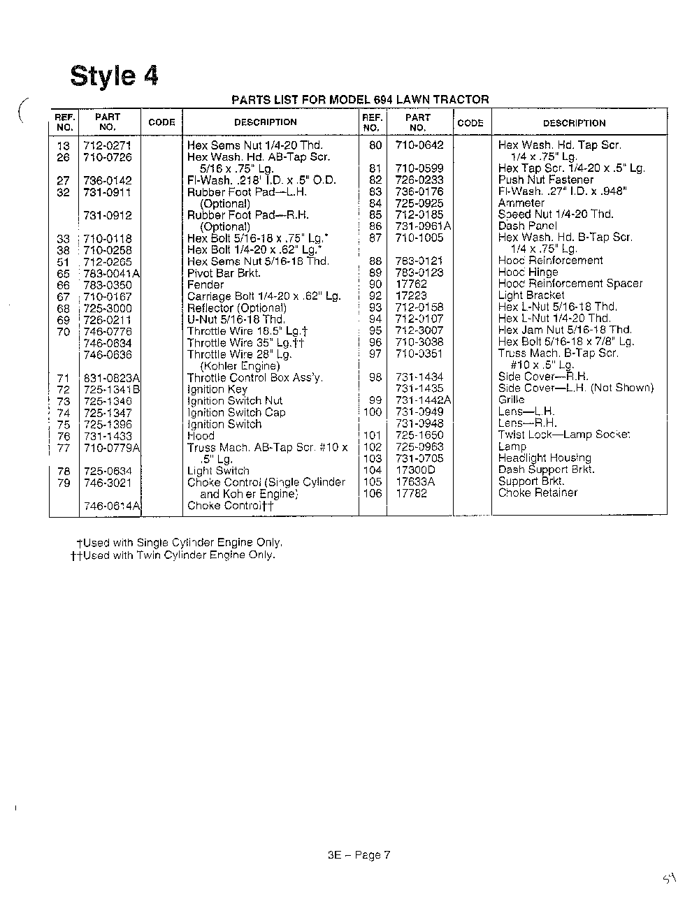 Style 4 page 2 Diagram and Parts List for 3510003  MTD Lawn Tractor