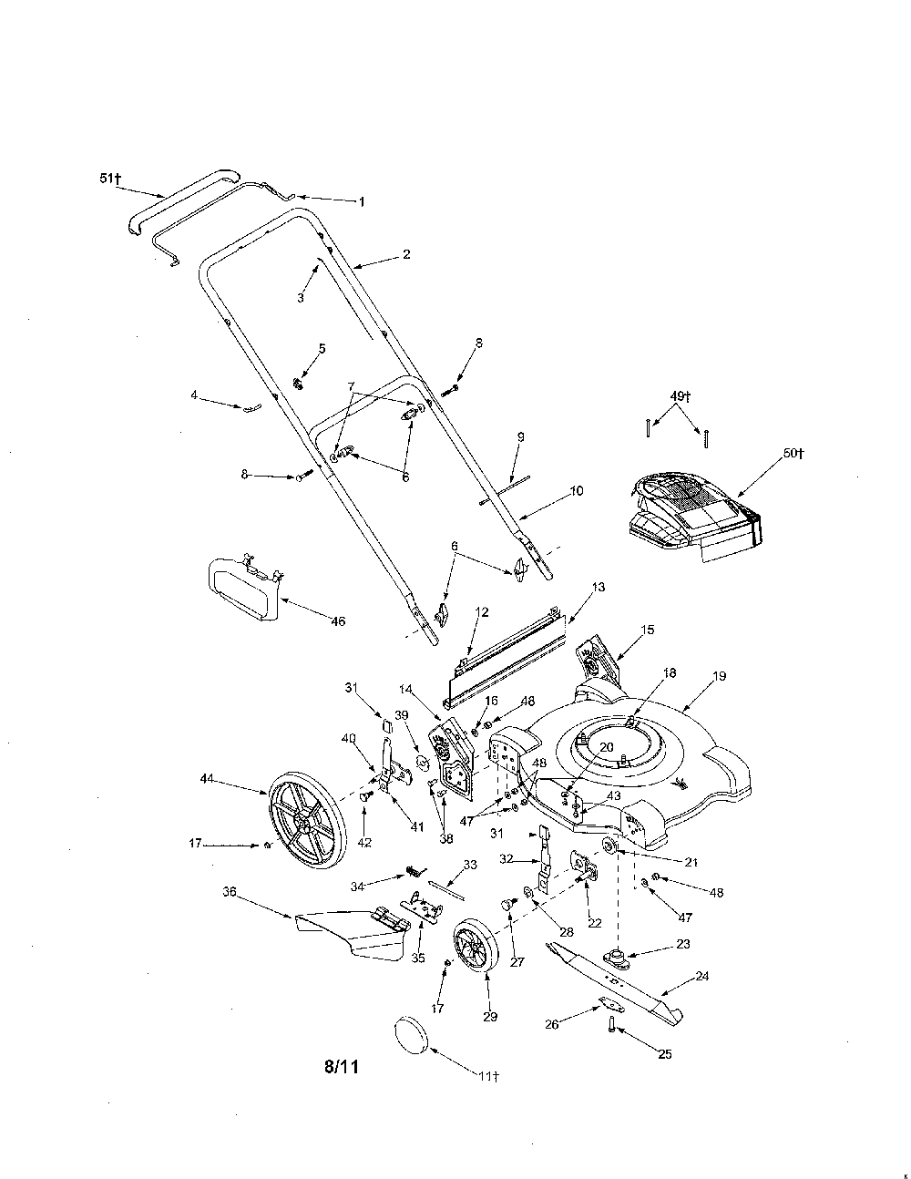 Mower parts Diagram and Parts List for 11A-508B752  MTD Lawn Mower