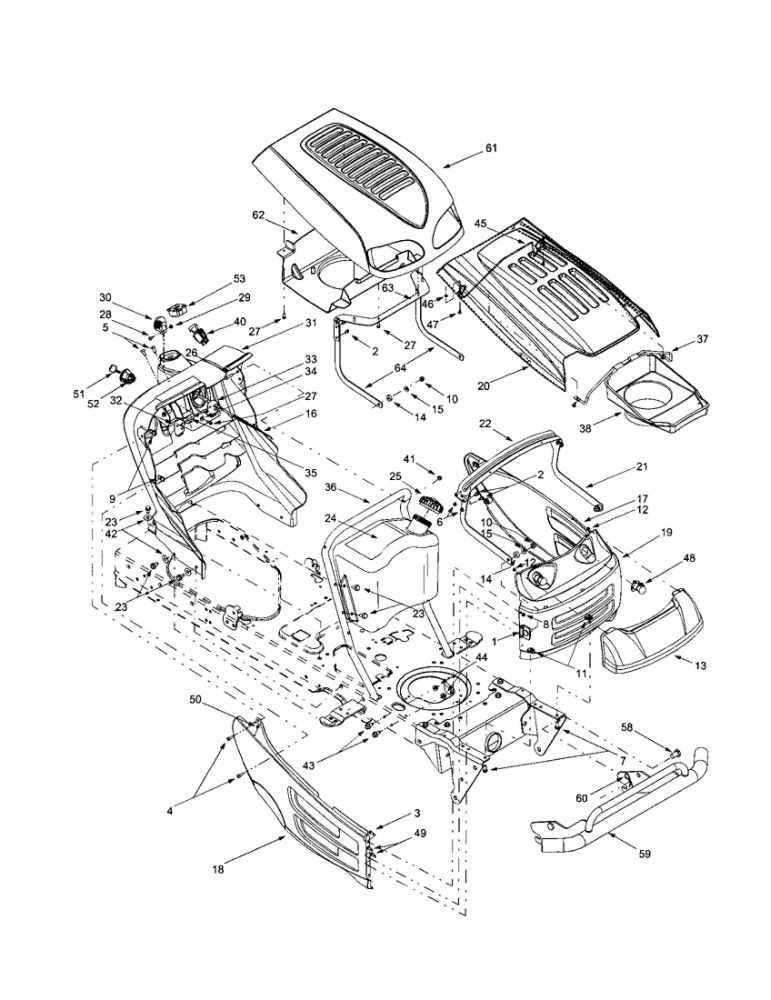 Body Diagram and Parts List for 608  MTD Lawn Tractor