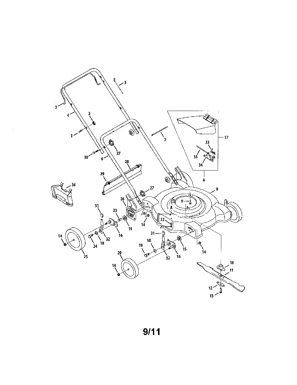 Lawn mower Diagram and Parts List for 11A-085B229  MTD Lawn Mower