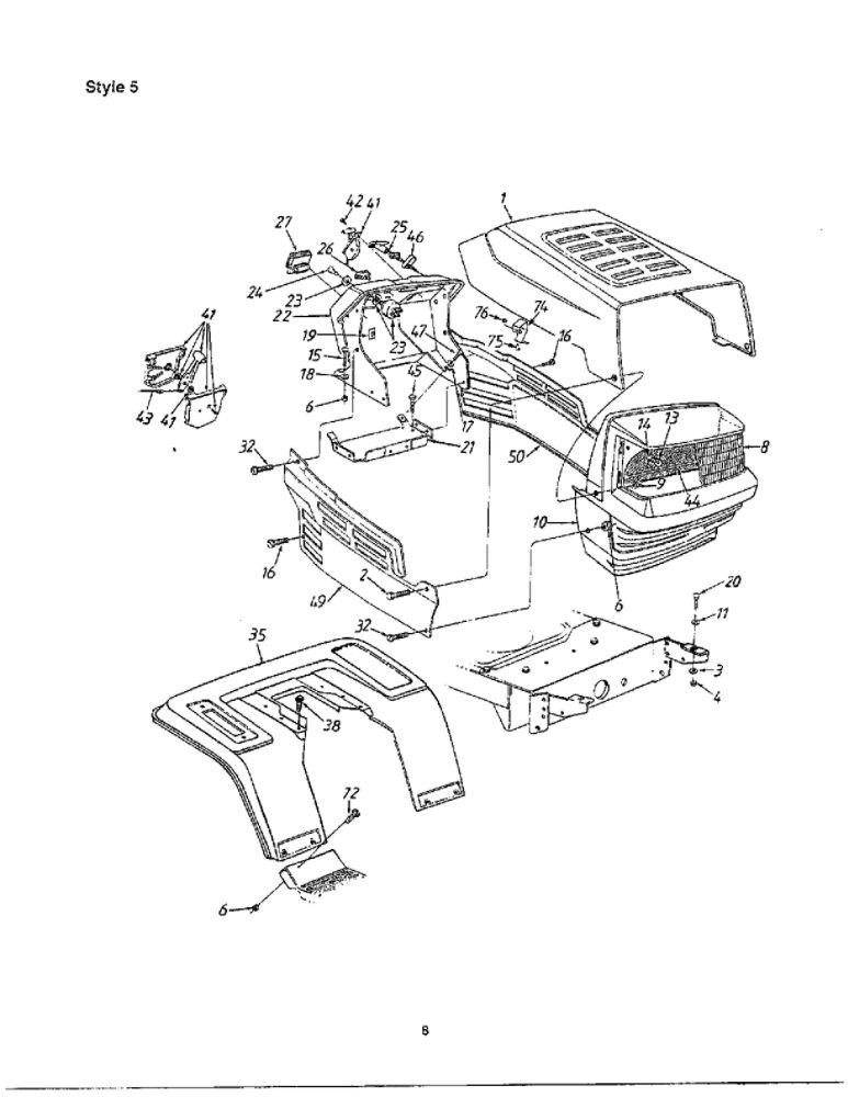 Hood/Grille/Side Panels/Dash 3 Diagram and Parts List for 690  MTD Lawn Tractor