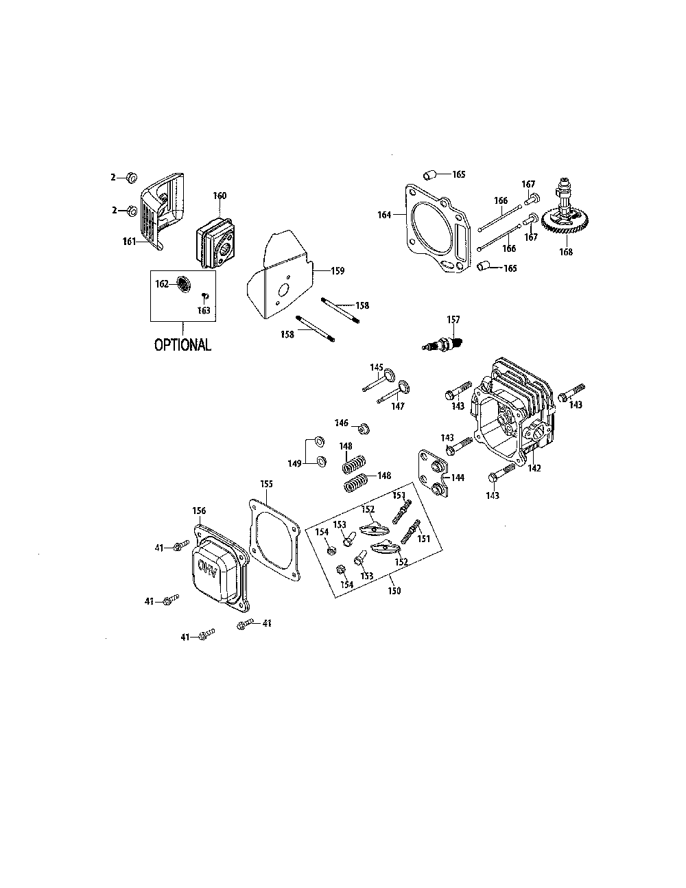 Cylinder head Diagram and Parts List for 1P65B0B-1  MTD Engine