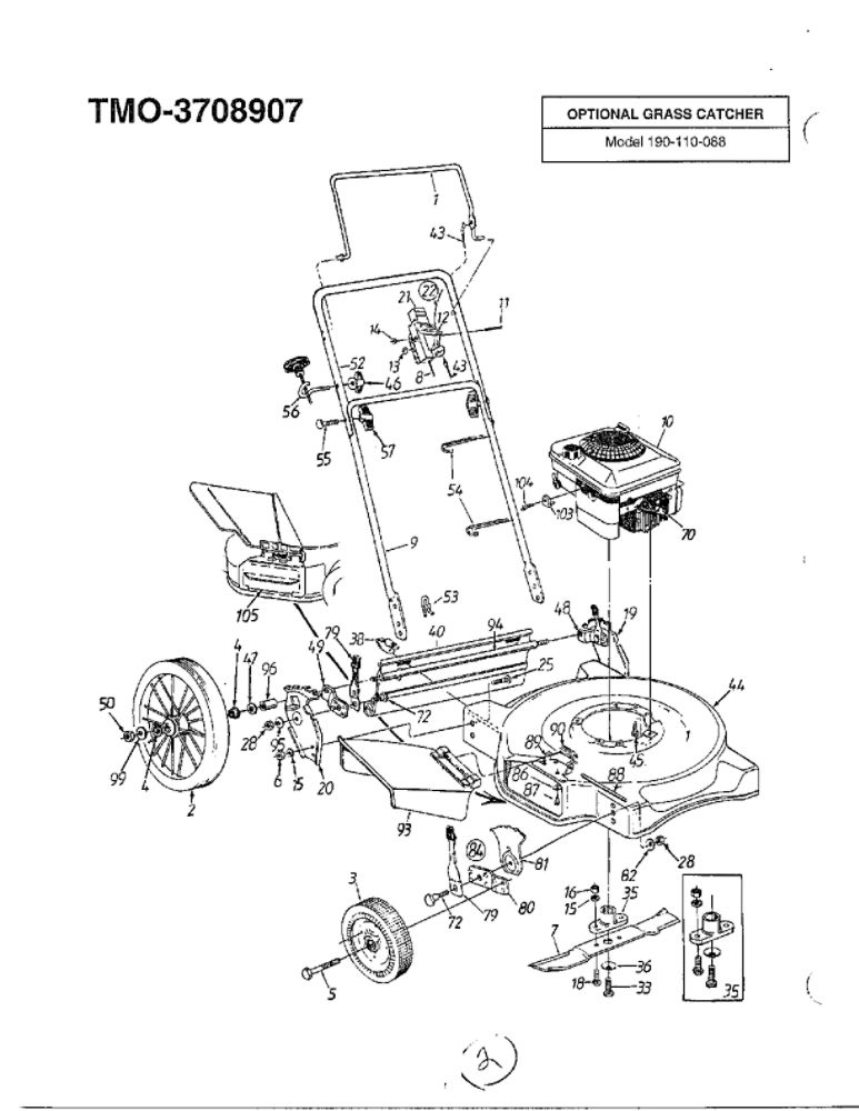 22-Inch Rotary Mower 1 Diagram and Parts List for 3708907  MTD Lawn Mower