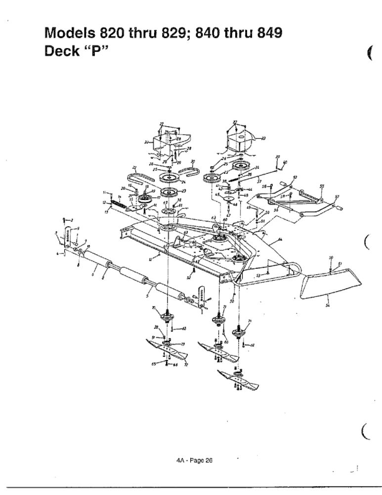 Deck P 1 Diagram and Parts List for 820 THRU 829 MTD Lawn Tractor