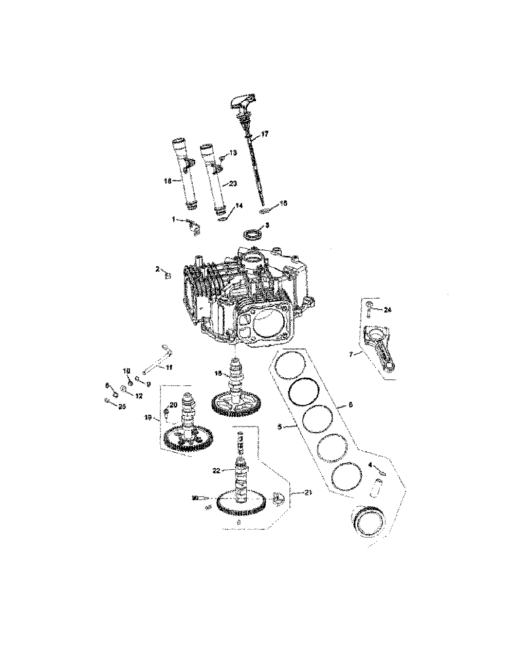 Crankcase Diagram and Parts List for 17ARCBDS099  MTD Lawn Tractor