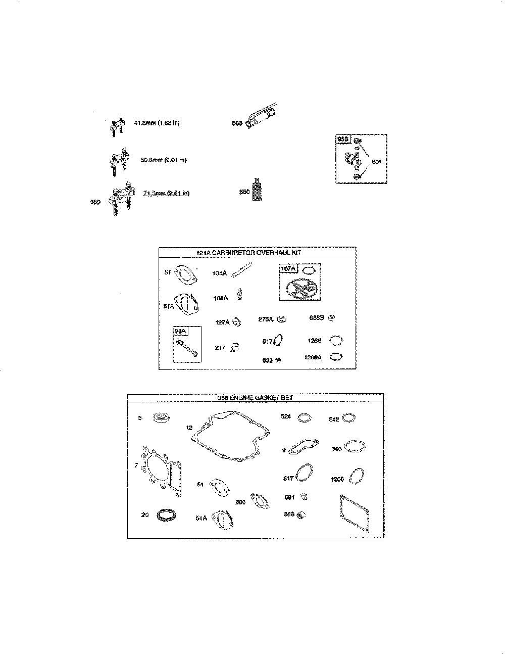 Gasket sets Diagram and Parts List for 13BL78XT099  MTD Lawn Tractor