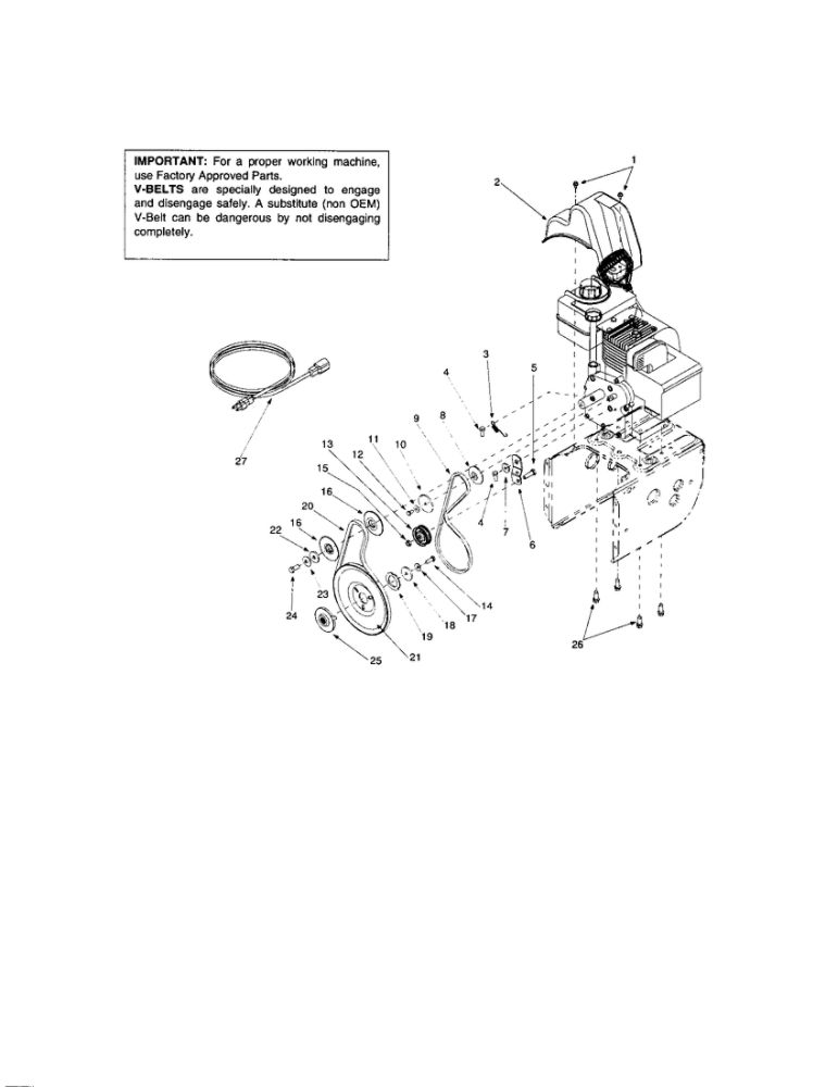 Belt Cover/Drive Clutch Bracket Diagram and Parts List for 31B-611D062  MTD Snow Blower
