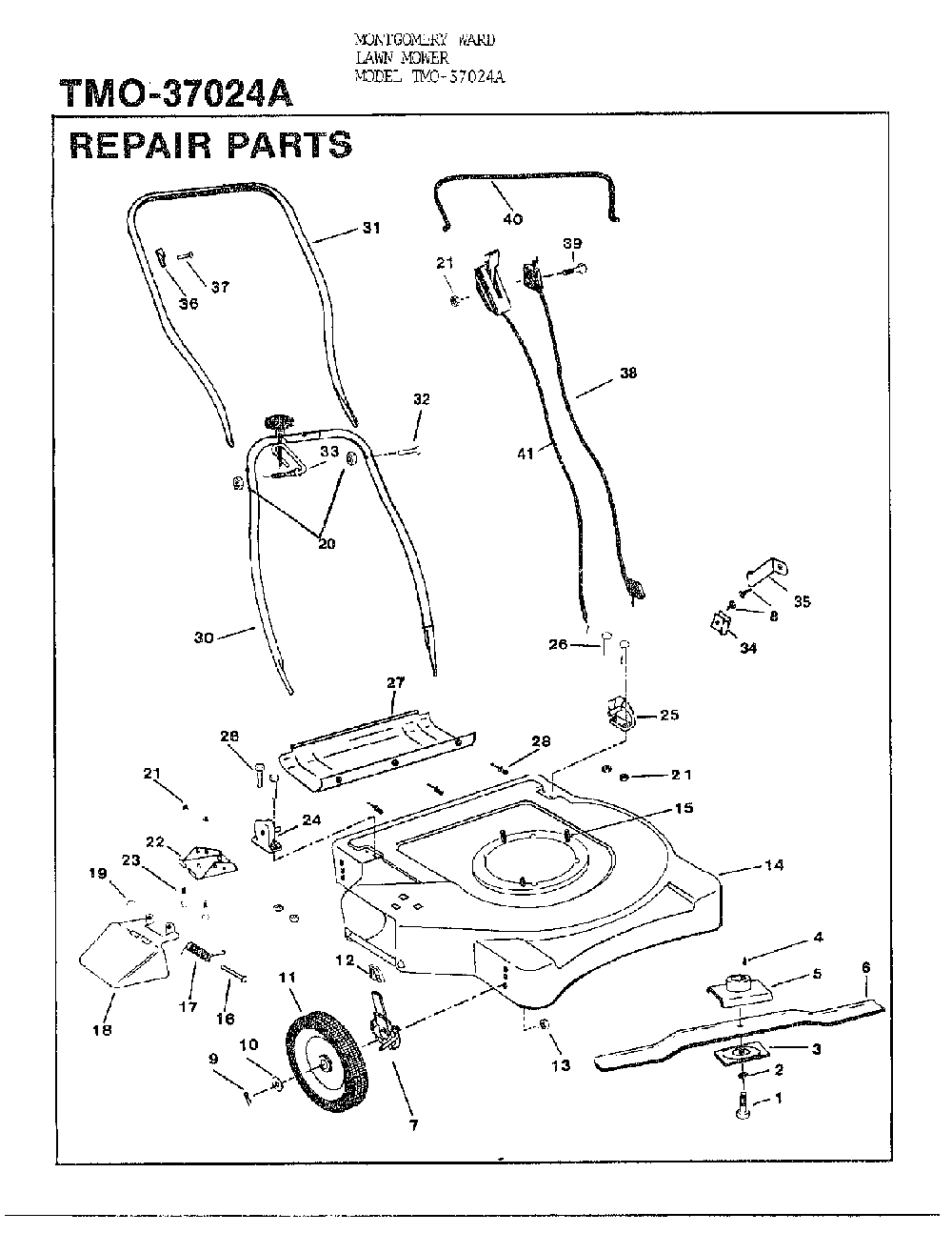 3hp 20" rotary mower Diagram and Parts List for 37024A  MTD Lawn Mower
