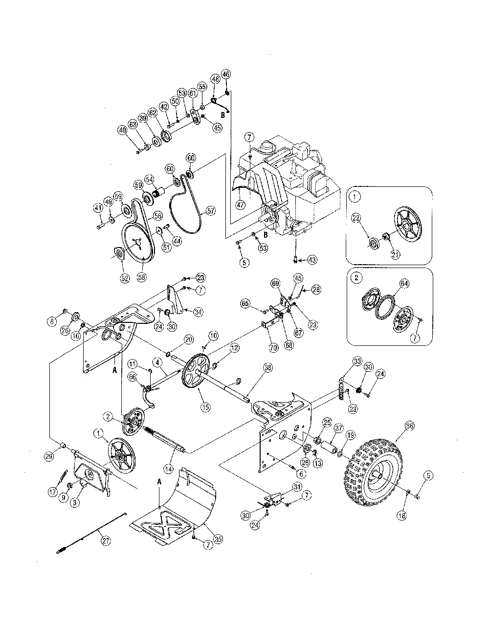 Drive/wheels Diagram and Parts List for 31AS6FEG731  MTD Snow Blower