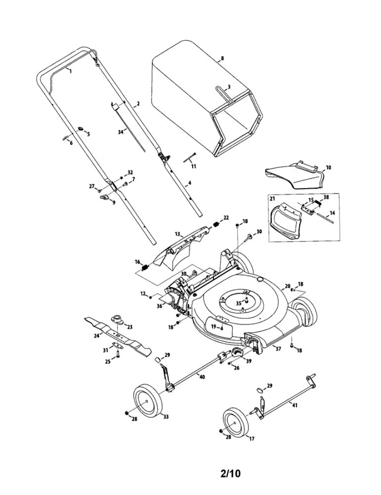 Lawn Mower Diagram and Parts List for A24  MTD Lawn Mower