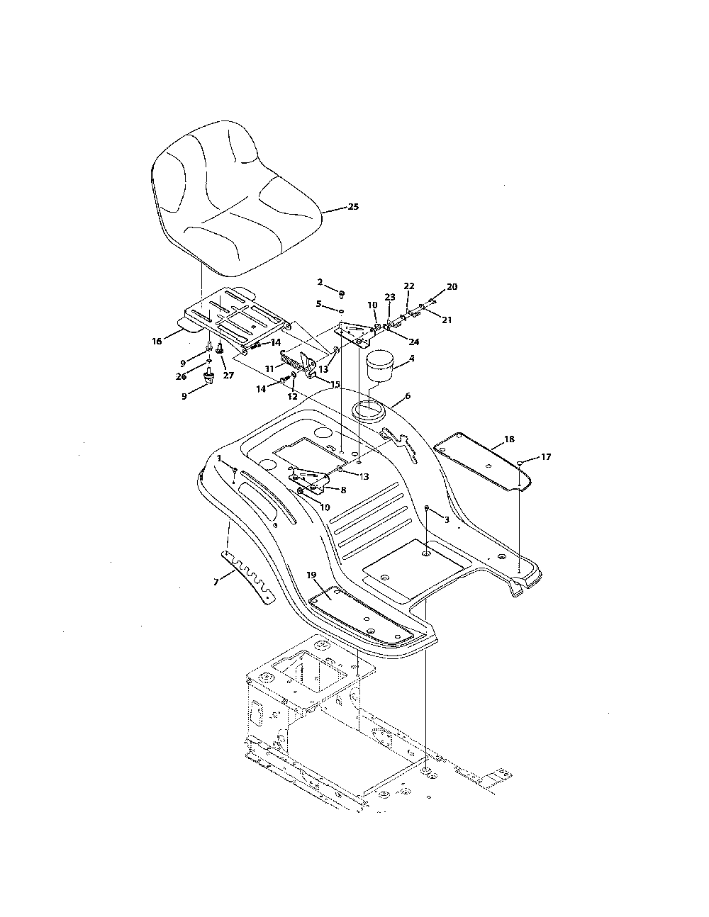Seat & fender Diagram and Parts List for 13AL795T057  MTD Lawn Tractor