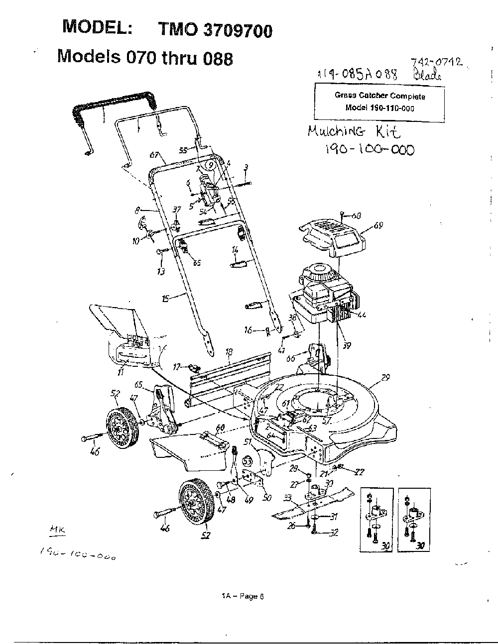 Rotary mowers/wheel chart Diagram and Parts List for 3709700  MTD Lawn Mower
