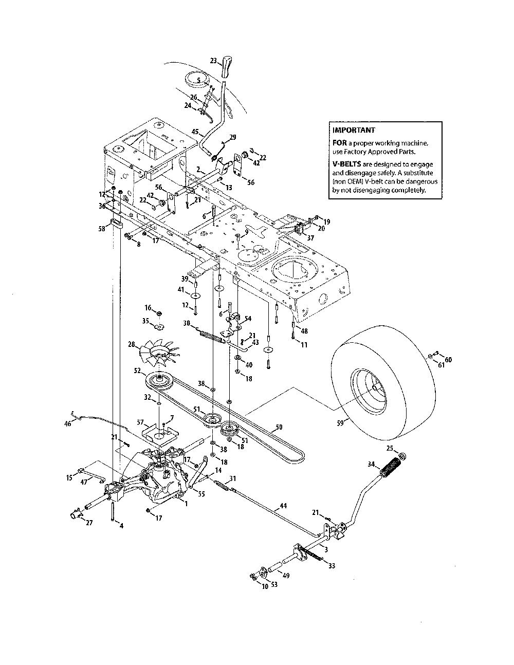 Transmission Diagram and Parts List for 13AL795T057  MTD Lawn Tractor
