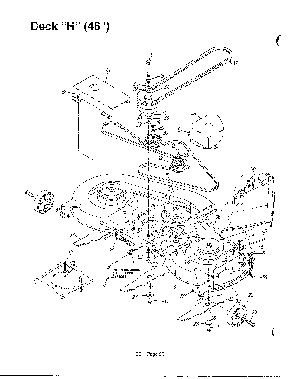 Deck "h" Diagram and Parts List for 3650002  MTD Lawn Tractor