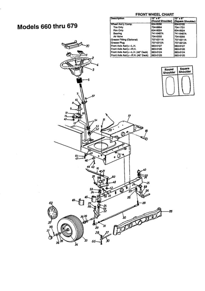 Steering Diagram and Parts List for 665  MTD Lawn Tractor