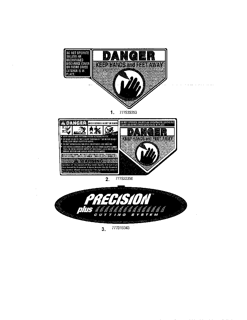 Decals Diagram and Parts List for 12AVD2B8799  MTD Lawn Mower