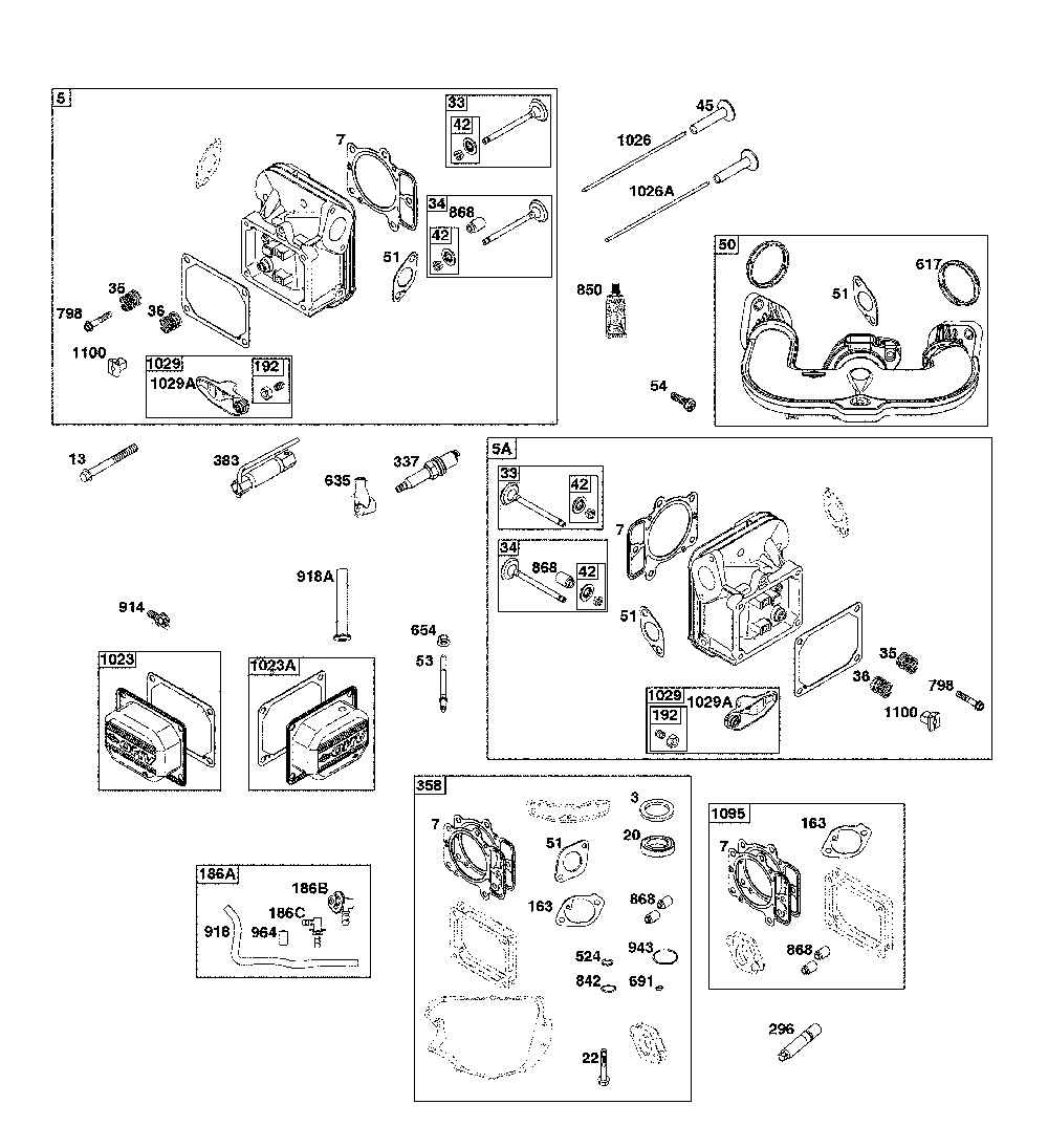 Cylinder head Diagram and Parts List for 17ADFACT093  MTD Lawn Mower