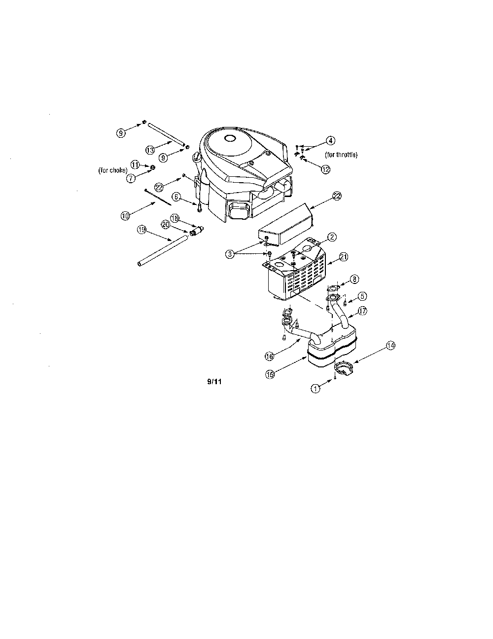 Muffler Diagram and Parts List for 13AR606P730  MTD Lawn Tractor