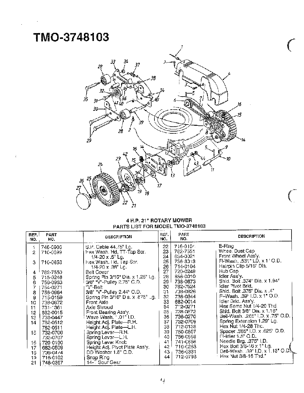 21" rotary mower page 3 Diagram and Parts List for 3748103  MTD Lawn Mower