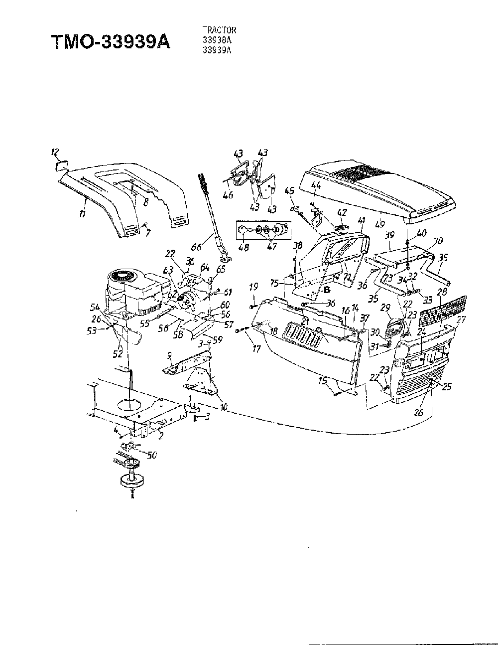 42" lawn tractor Diagram and Parts List for 33939A  MTD Lawn Tractor