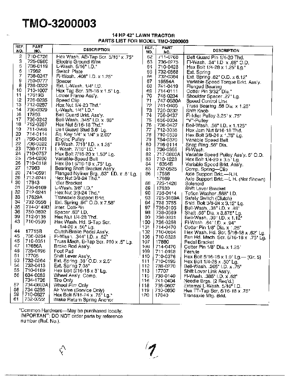 14hp 42" lawn tractor page 4 Diagram and Parts List for 3200003  MTD Lawn Tractor