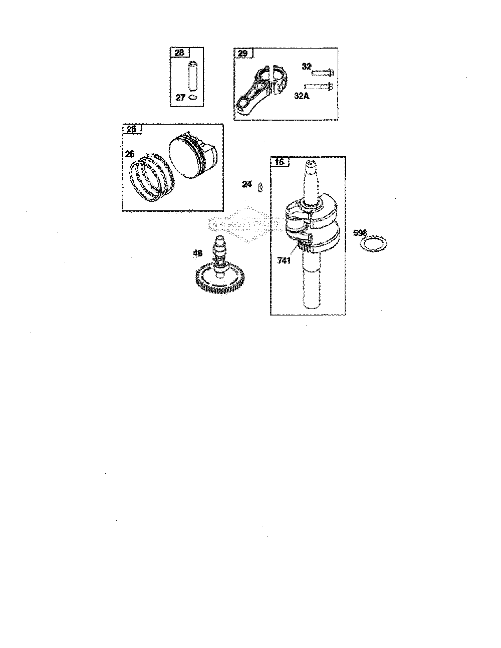 Crankshaft Diagram and Parts List for 12AVP7BB799  MTD Lawn Mower
