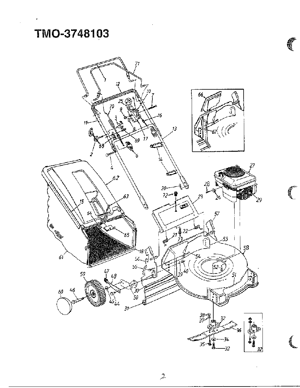 21" rotary mower Diagram and Parts List for 3748103  MTD Lawn Mower