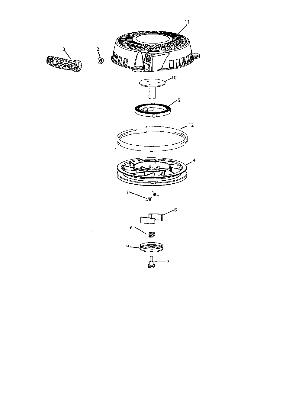 Starter recoil assembly 951-05320 Diagram and Parts List for 11A-A0MA799  MTD Lawn Mower