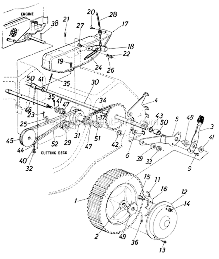 Page B Diagram and Parts List for 126-362-000 1986 MTD Lawn Mower