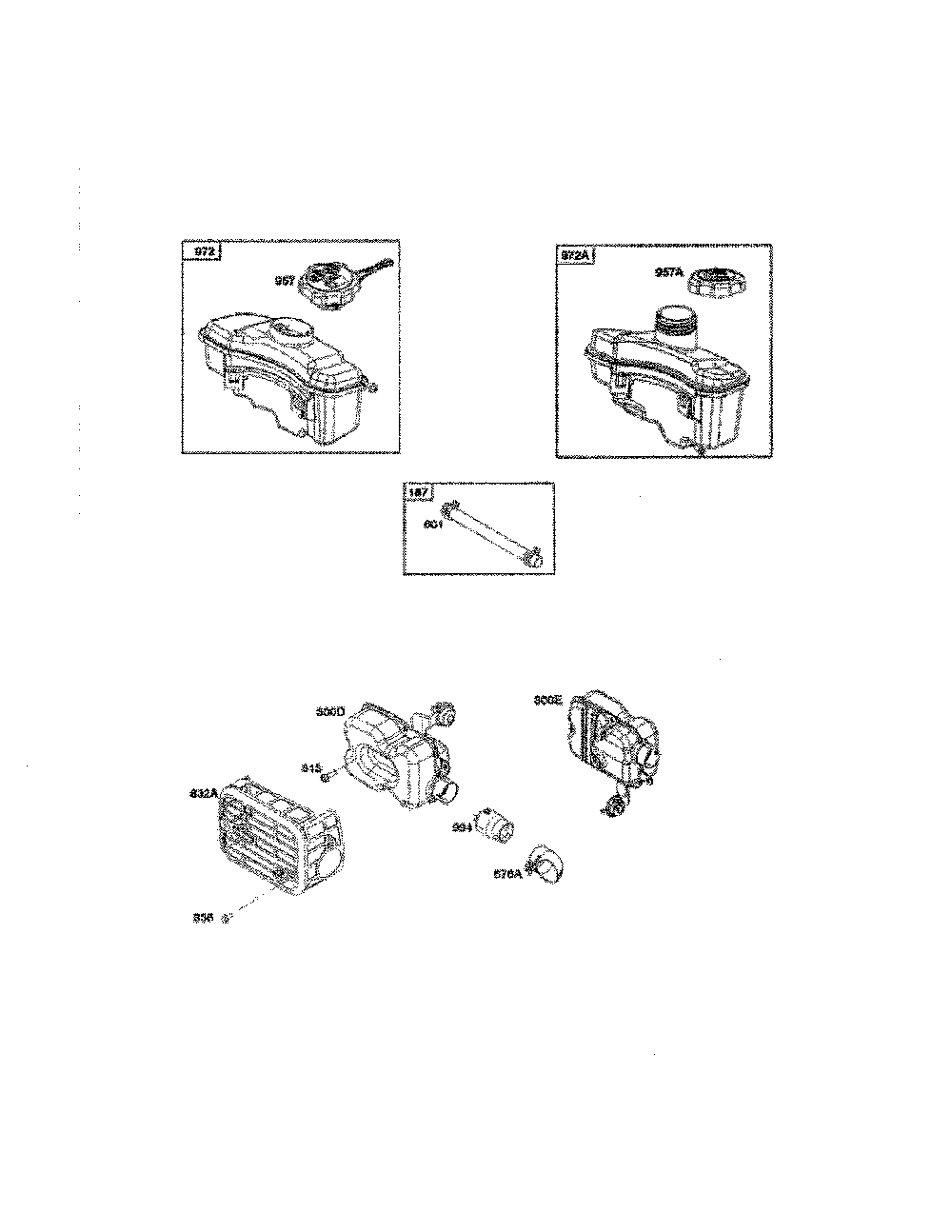 Exhaust system/fuel supply Diagram and Parts List for 12BVB25V799  MTD Lawn Mower