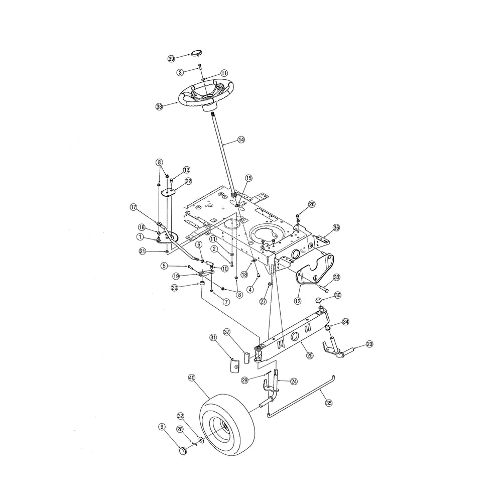 Steering Diagram and Parts List for 13AH762F752  MTD Lawn Tractor