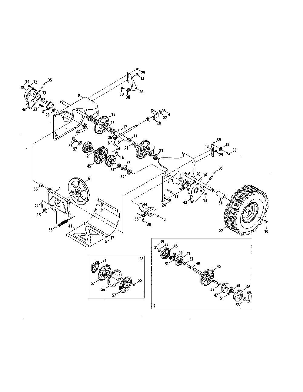 Drive shaft/friction wheel Diagram and Parts List for 31AH8DSH799  MTD Snow Blower