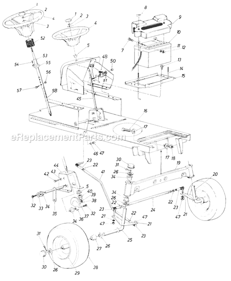 Page E Diagram and Parts List for 813-033 1987 MTD Lawn Tractor